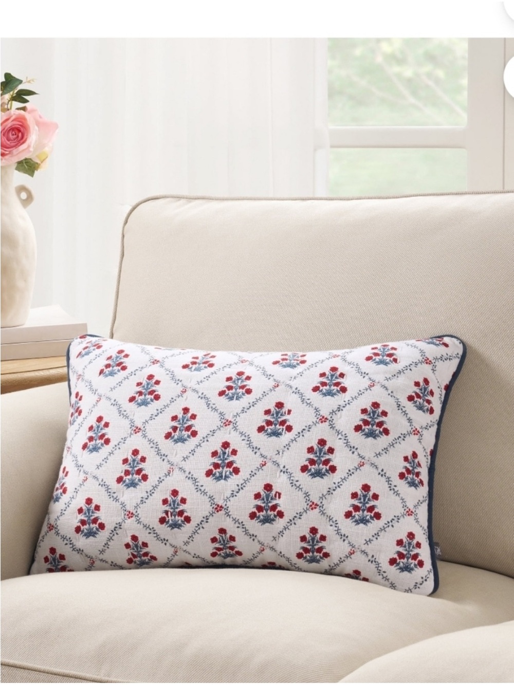 My Texas House Poppy Trellis
Decorative Pillow, Red/White/Blue,
19" × 13"